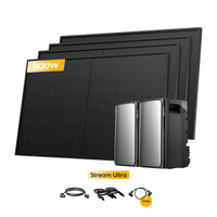 2x <tc>EcoFlow Stream</tc> <tc>Ultra</tc>, Tout-en-un <tc>Batterie de stockage tout-en-un pour station solaire</tc>, avec 4 projecteurs bifaciaux de 450 W <tc>Panneaux solaires</tc>, par <tc>Powerness</tc>