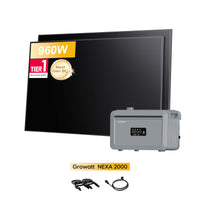 Growatt NEXA 2000 All-in-One Speicher für Balkonkraftwerke, mit 2 x 480Wp Sunpro BC Bifazial Full Black Solarmodul, by Powerness