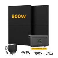 Growatt NOAH 2000 Batteriespeicher für Balkonkraftwerke, mit 2 x 450W Bifaziale Solarmodule,by Powerness